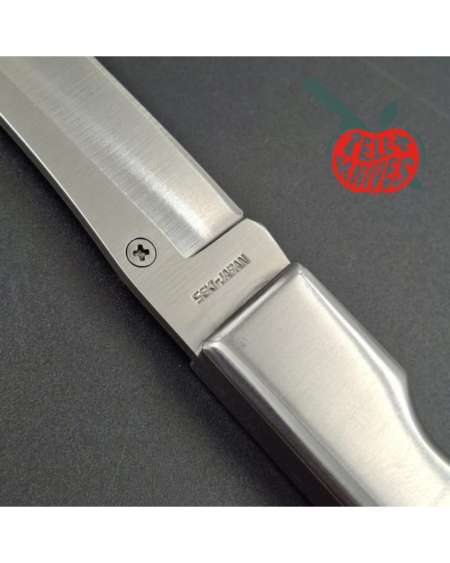 Al Mar Gunstock I 8501 – lame acier inoxydable 6A manche Titanwood étui cuir – Seki Japan