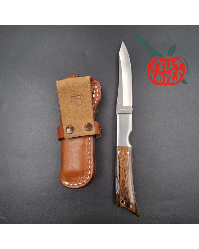 Al Mar Gunstock I 8501 – lame acier inoxydable 6A manche Titanwood étui cuir – Seki Japan