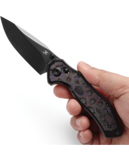 Kansept Apollo Crossbar Lock Folding Knife  CPM S35VN Steel Blue Carbon Fiber Titanium Handle