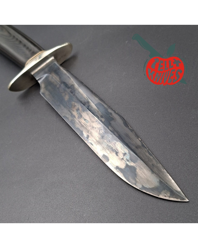 Randall Made Knives Model 1-7 – lame acier carbone forgé manche micarta noir – Custom Blade Finish par La Grotte du Loup