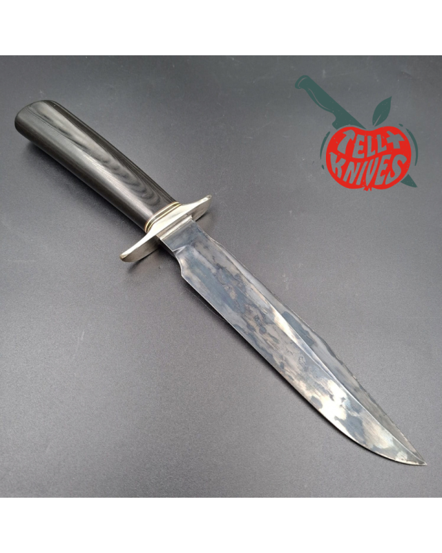 Randall Made Knives Model 1-7 – lame acier carbone forgé manche micarta noir – Custom Blade Finish par La Grotte du Loup