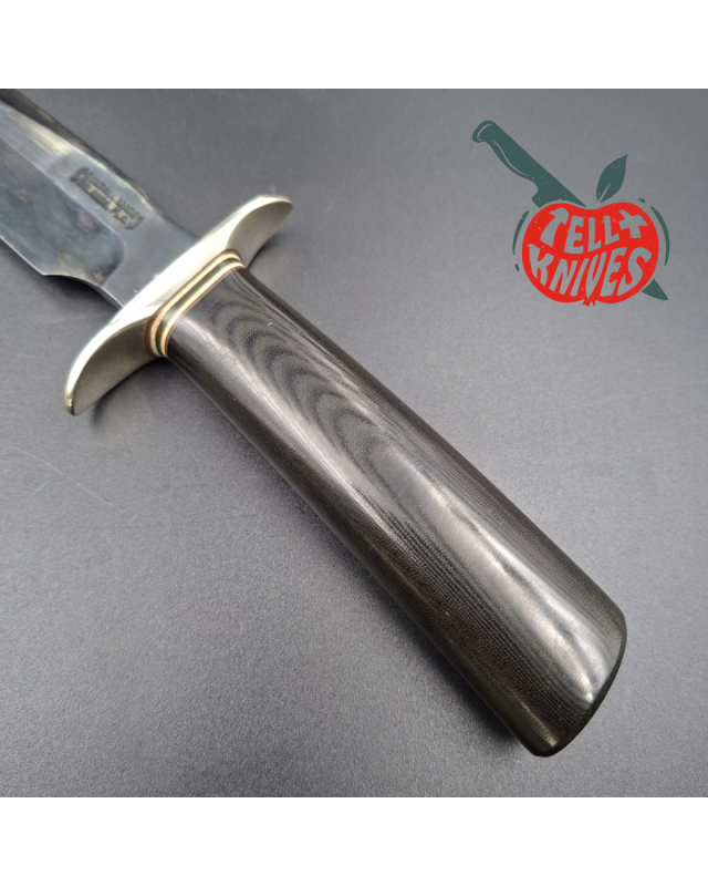 Randall Made Knives Model 1-7 – lame acier carbone forgé manche micarta noir – Custom Blade Finish par La Grotte du Loup