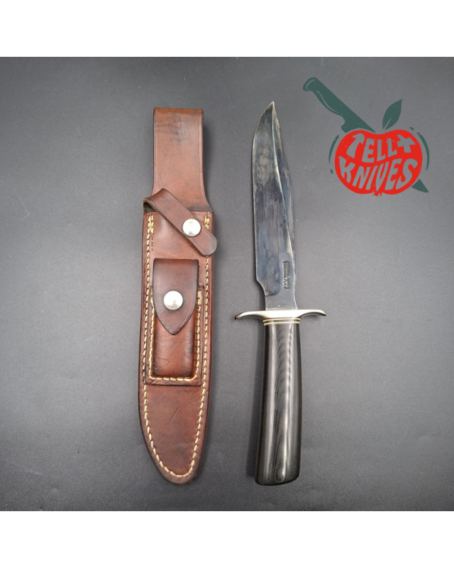 Randall Made Knives Model 1-7 – lame acier carbone forgé manche micarta noir – Custom Blade Finish par La Grotte du Loup