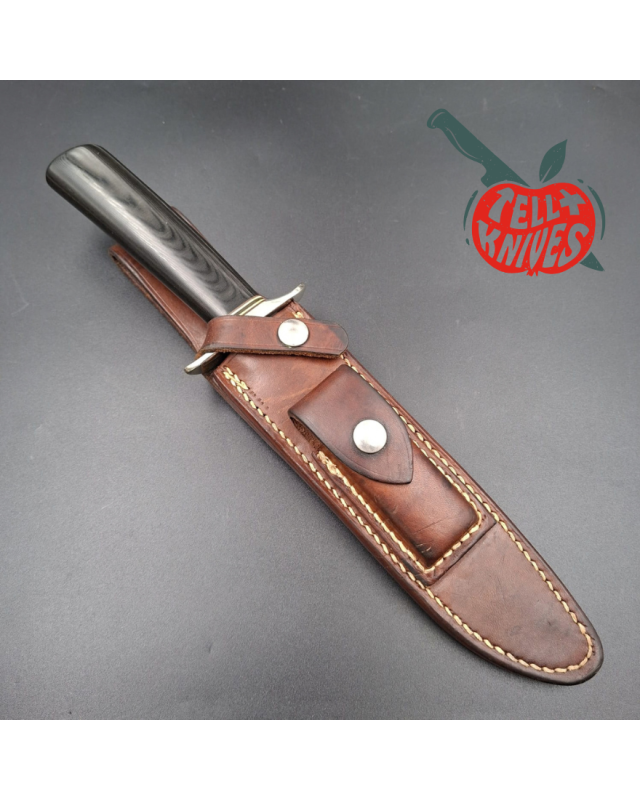 Randall Made Knives Model 1-7 – lame acier carbone forgé manche micarta noir – Custom Blade Finish par La Grotte du Loup