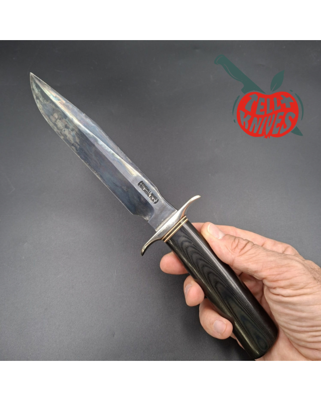 Randall Made Knives Model 1-7 – lame acier carbone forgé manche micarta noir – Custom Blade Finish par La Grotte du Loup