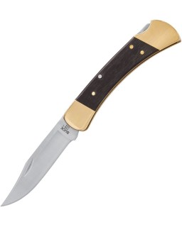 Buck 110 Slim Heritage Elite – lamer acier inox MagnaCut manche bois d'ébène laiton