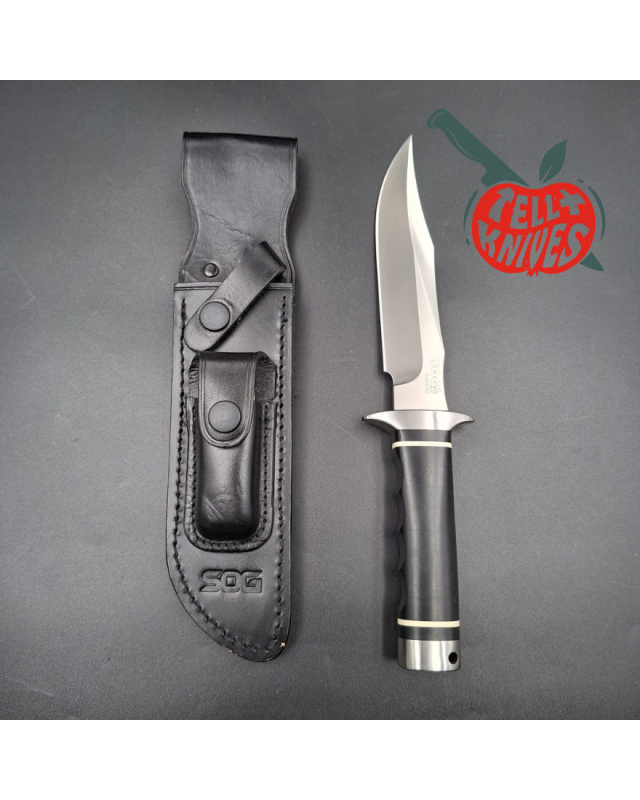 SOG Trident 2.0 Split Bullet Logo – lame acier AUS-8 manche Micarta noir – Made in Taiwan