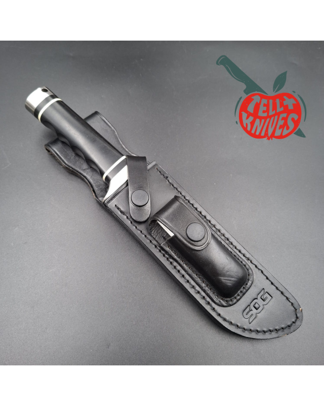 SOG Trident 2.0 Split Bullet Logo – lame acier AUS-8 manche Micarta noir – Made in Taiwan