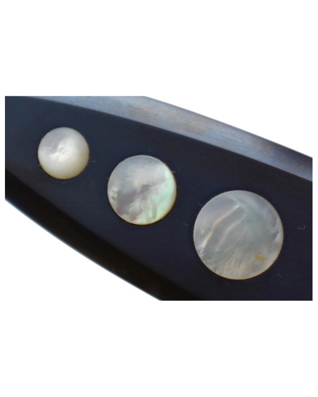 Paul Chen Hanwei Starship  – Lame acier inox ATS-34 manche titane anodisé bleu inserts nacre Switzerland Legal