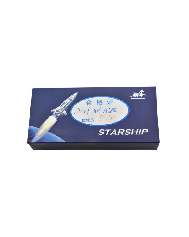 Paul Chen Hanwei Starship  – Lame acier inox ATS-34 manche titane anodisé bleu inserts nacre Switzerland Legal