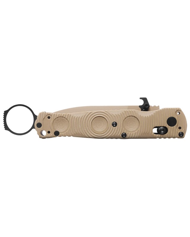 Benchmade Mini SOCP 393SSN-01 – lame acier CPM-S30V Cerakote tan manche G10 tan AXIS Lock