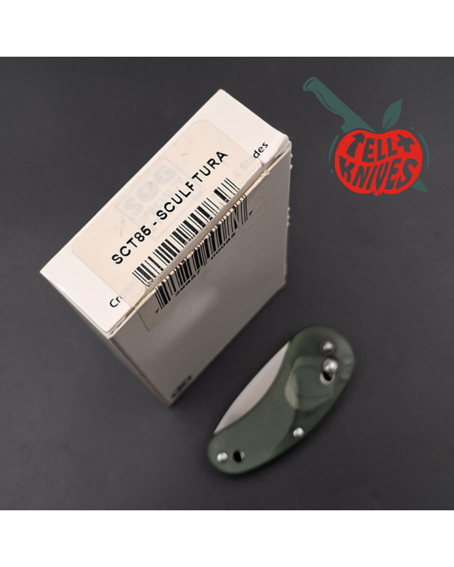 SOG 2004 Sculptura SCT85 – lame acier AUS-8 manche vert Arc-Lock – Seki Japan – Neuf avec boîte d’origine