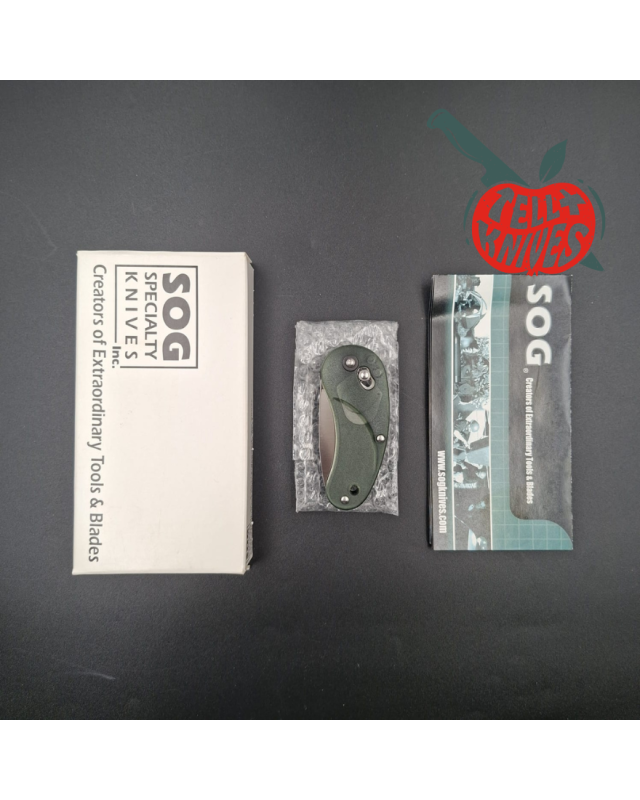 SOG 2004 Sculptura SCT85 – lame acier AUS-8 manche vert Arc-Lock – Seki Japan – Neuf avec boîte d’origine