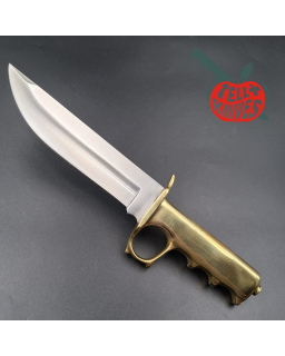 La Grotte du Loup – Custom Buck 124 Trench Knife – Lame acier inox manche laiton massif Switzerland Legal