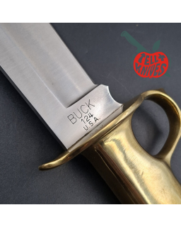 La Grotte du Loup – Custom Buck 124 Trench Knife – Lame acier inox manche laiton massif Switzerland Legal