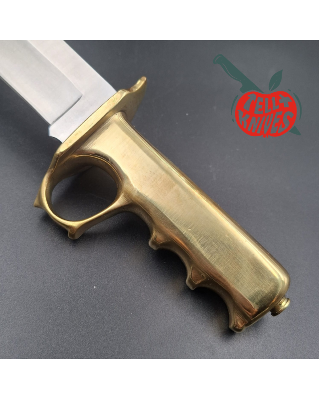 La Grotte du Loup – Custom Buck 124 Trench Knife – Lame acier inox manche laiton massif Switzerland Legal