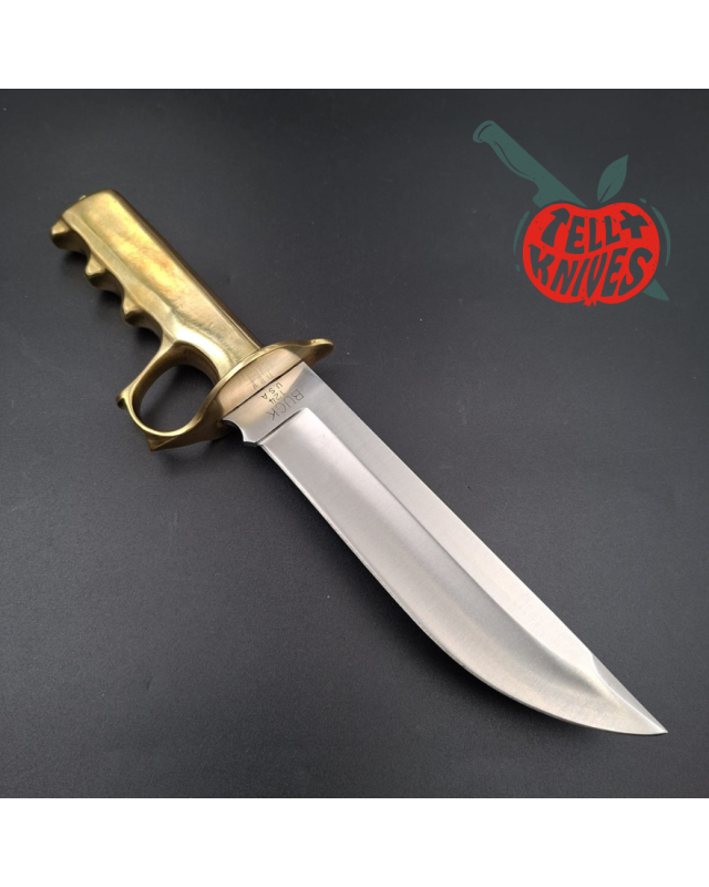 La Grotte du Loup – Custom Buck 124 Trench Knife – Lame acier inox manche laiton massif Switzerland Legal
