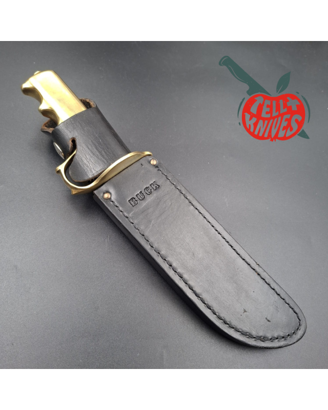 La Grotte du Loup – Custom Buck 124 Trench Knife – Lame acier inox manche laiton massif Switzerland Legal