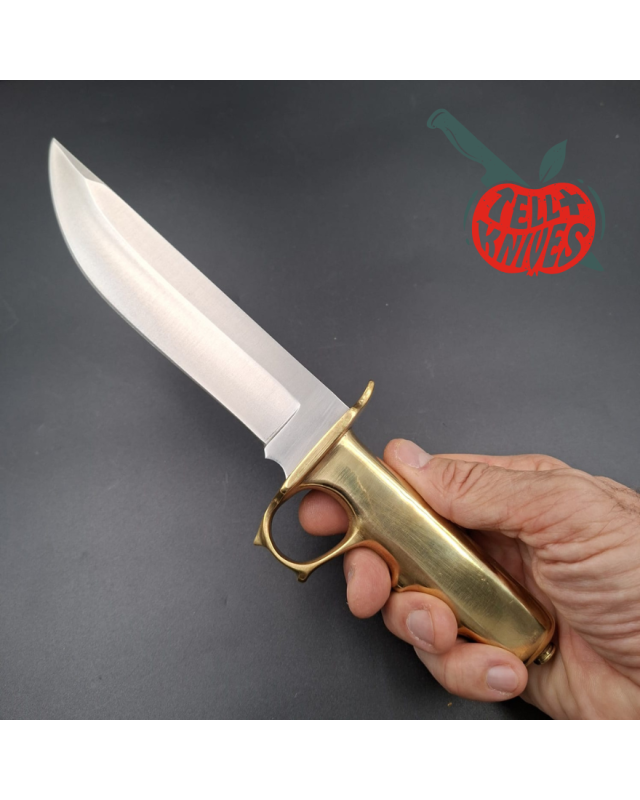 La Grotte du Loup – Custom Buck 124 Trench Knife – Lame acier inox manche laiton massif Switzerland Legal