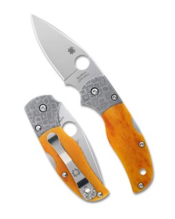 Spyderco Native 5 50th Anniversary – CPM S90V, os ambré et mitres en damas mosaïque – Sprint Run C41BA50TH