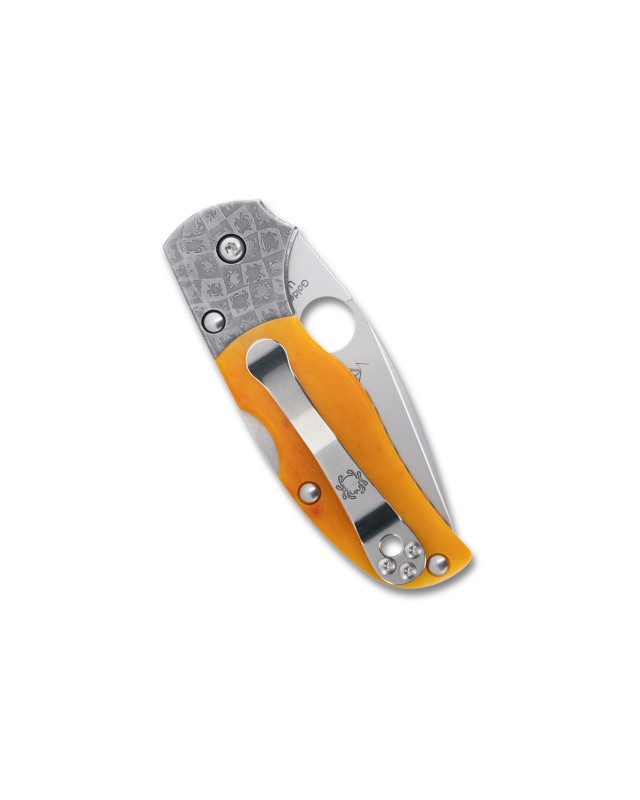 Spyderco Native 5 50th Anniversary – CPM S90V, os ambré et mitres en damas mosaïque – Sprint Run C41BA50TH