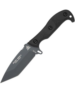 TOPS Silent Hero 4 Tanto – acier carbone 1095 Sniper Gray manche Micarta noir – HERO4T-01
