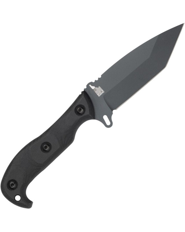 TOPS Silent Hero 4 Tanto – acier carbone 1095 Sniper Gray manche Micarta noir – HERO4T-01