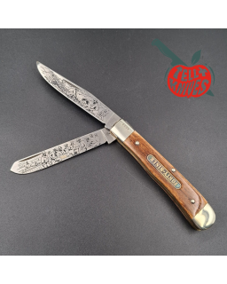 Böker Forty-Niner Trapper – Édition limitée 1986 – deux lames inox gravées manche en os brun