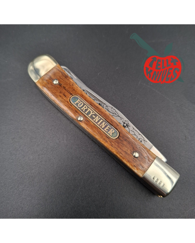 Böker Forty-Niner Trapper – Édition limitée 1986 – deux lames inox gravées manche en os brun