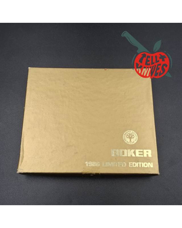 Böker Forty-Niner Trapper – Édition limitée 1986 – deux lames inox gravées manche en os brun