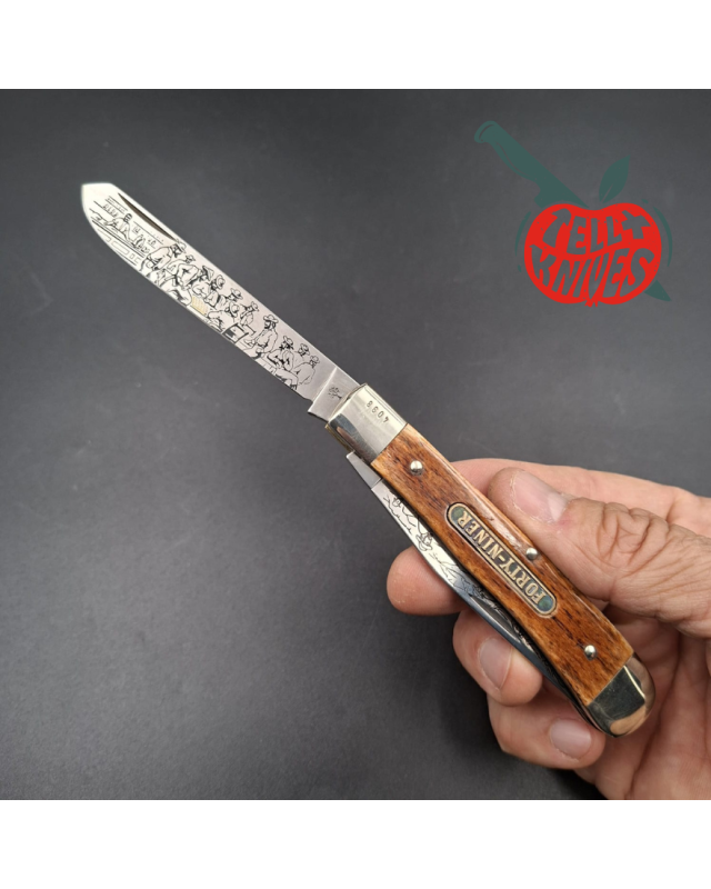 Böker Forty-Niner Trapper – Édition limitée 1986 – deux lames inox gravées manche en os brun