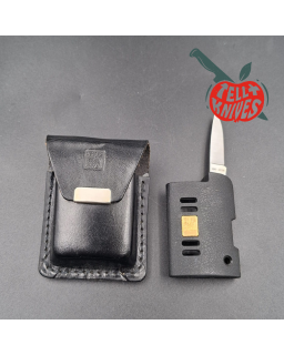 Al Mar Exec-O-Lite – Porte-briquet Bic Mini avec lame pliante en acier 6A – Zytel noir – Seki Japan