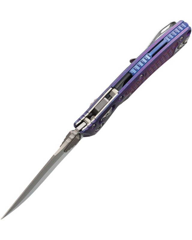 Microtech Mini Amphibian Marfione Select – lame acier M390MK Stonewash manche titane Galactic Purple Frag