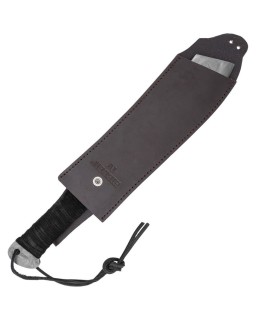 Gil Hibben IV Machete  – lame acier carbone 1065 manche tressé corde noir – étui cuir