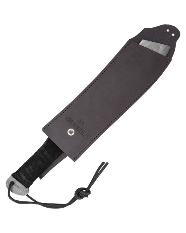 Gil Hibben IV Machete  – lame acier carbone 1065 manche tressé corde noir – étui cuir