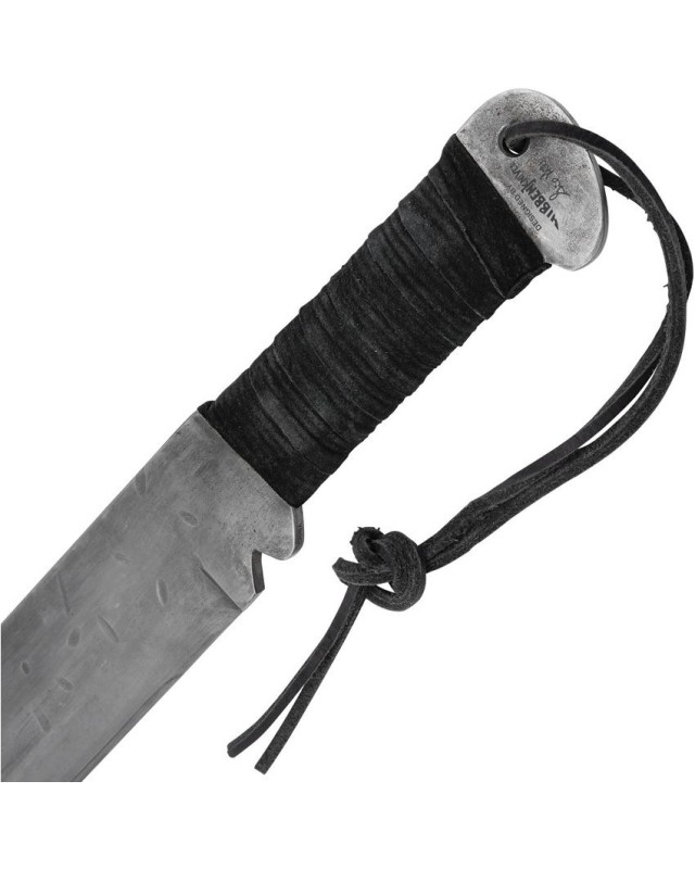 Gil Hibben IV Machete  – lame acier carbone 1065 manche tressé corde noir – étui cuir