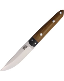 Kwaiken Full tang S35VN Fixed Blade Natural Micarta Brown leather sheath