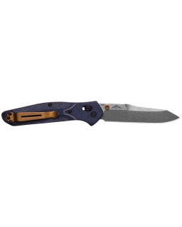 Benchmade 940 Osborne M390 Steel stonewash blade finish Denim blue micarta handle