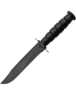 Ontario 498 Combat Knife Fixed Blade 1095 carbon steel zinc phosphate finish black leather handle