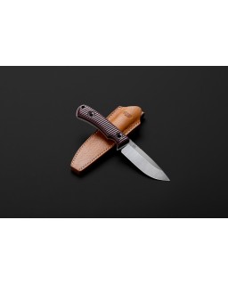 TRC Knives Polheim RWL-34 steel Satin Finish Maroon Micarta handle brown leather sheath TRC 15th Anniversary Limited Edi
