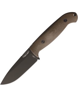 BRADFORD Guardian 4.5 fixed blade full tang N690 steel OD Green Cerakote blade finish OD green micarta handle brown leat
