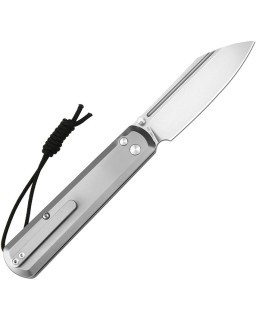Artisan Cutlery Holm Button Lock S90V steel stonewash finish grey Titanium handle