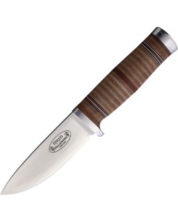 FALLKNIVEN Idun Lam. CoS fixed blade satin finish laminate cobalt steel blade stacked leather handle black leather sheat