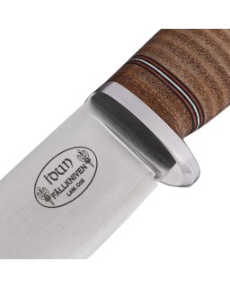 FALLKNIVEN Idun Lam. CoS fixed blade satin finish laminate cobalt steel blade stacked leather handle black leather sheat