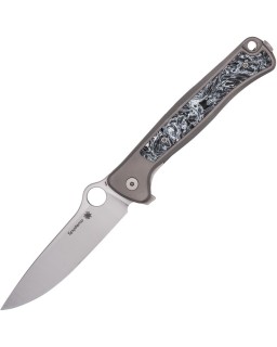 Spyderco Slym M390 steel gray titanium handle carbon fiber inlay made by LionSteel