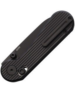 HIGHTRON Edgeplay folding knife M390 steel black PVD coated sheepfoot blade Black sculpted titanium handle AXIS Lock
