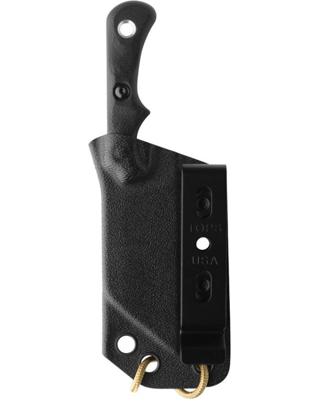 TOPS Knives Ivie Neck Knife Fixed Blade 1095HC steel gray Tungsten Cerakote blade black canva micarta kydex sheath
