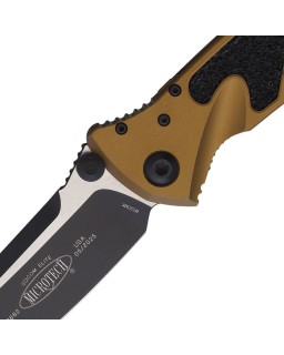 Microtech Socom Elite Tanto S\E Linerlock M390 steel Two Tone finish blade tan aluminium handle