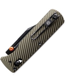 VOSTEED Vombat Bowie shape blade M390 premium steel satin finish Crossbar Lock olive Aluminum Handle A4102