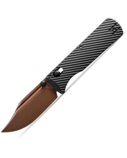 VOSTEED Vombat Bowie shape blade M390 premium steel Copper Dune finish Crossbar Lock black Aluminum Handle A4106